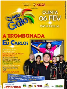  Ed Carlos e A Trombonada fazem show especial nesta Quinta no Galo
